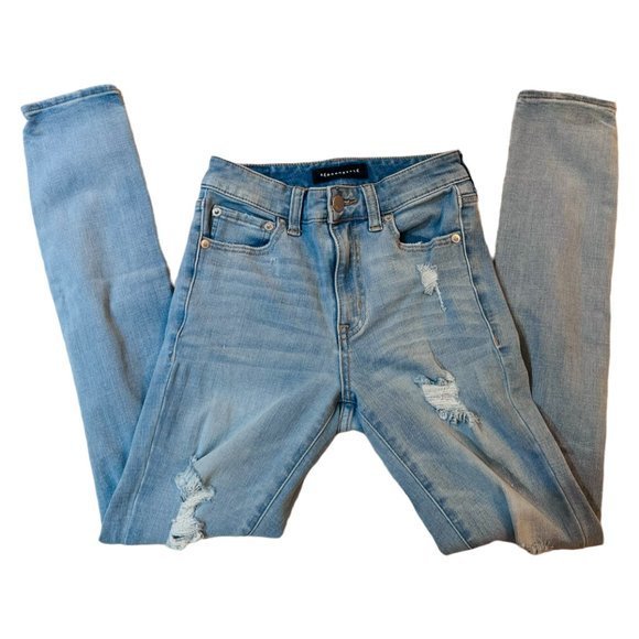 Women's Aeropostale High Rise Ripped Jeans Jeggings Size‎ 2 - Picture 2 of 3